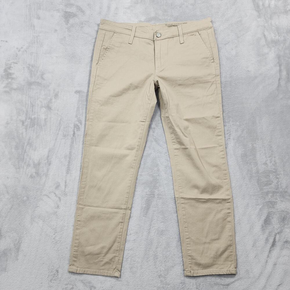 AG Adriano Goldschmied Pants Womens 28R Beige Slim Khaki Crop Skinny Straight